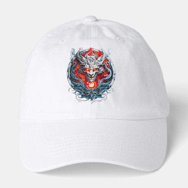 Fire Red Flame Mythical Dragon Head Hat (Front)