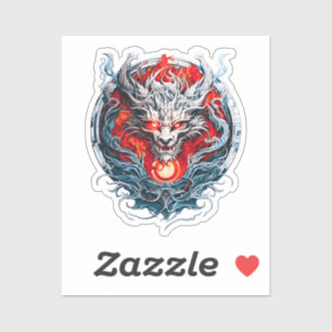 Fire Red Flame Mythical Dragon Head Sticker
