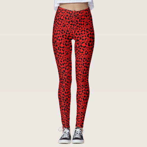 Fire Red Leopard Print Leggings