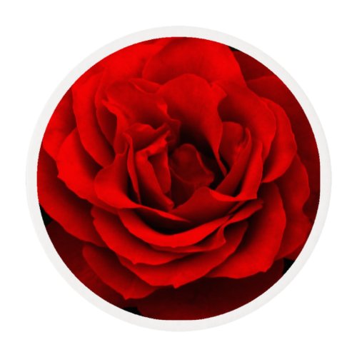 Fire Red Rose Edible Frosting Rounds