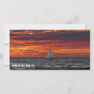 Fire Red Sunset - Marina Del Rey, CA Thank You Card