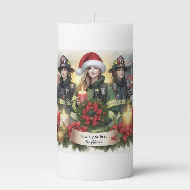  Fire relief concert thank you for firefighters Pillar Candle (Front)