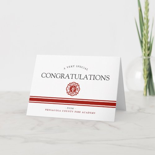 Fire Rescue Academy Custom Black Congrats Card