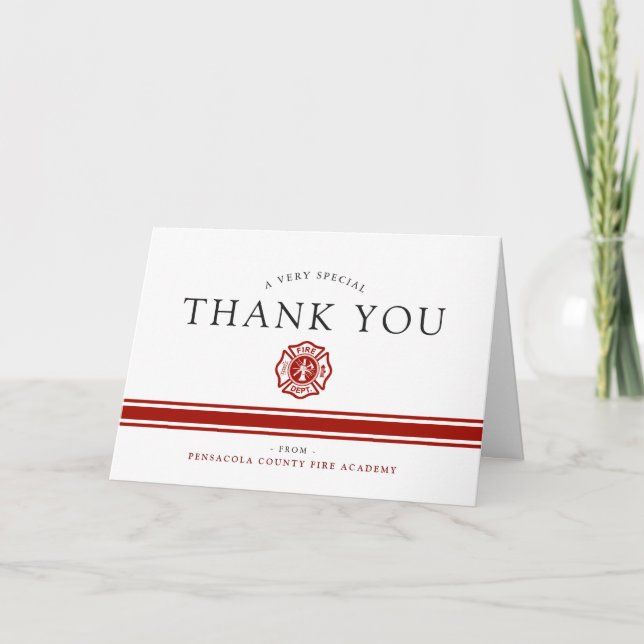 Fire Rescue Academy Custom Congrats Thank You Card (Front)