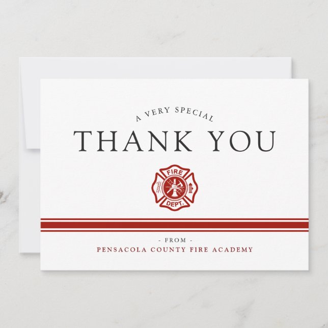 Fire Rescue Academy Custom Congrats Thank You Card (Front)