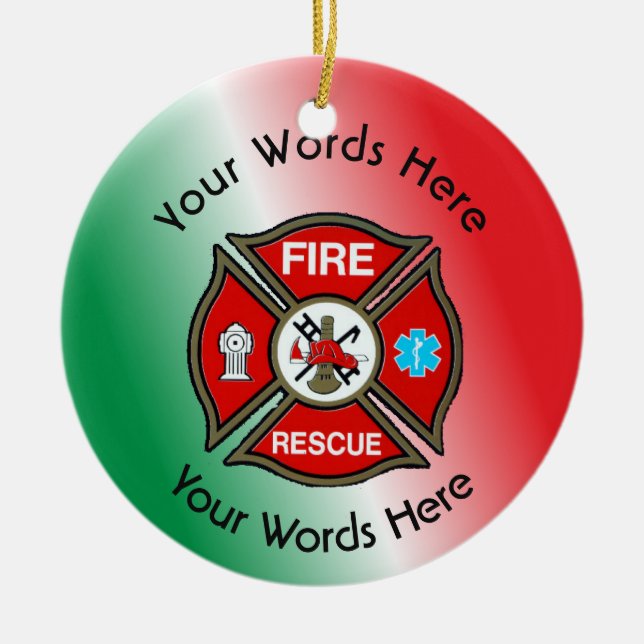 Fire Rescue Custom Ceramic Ornament (Front)