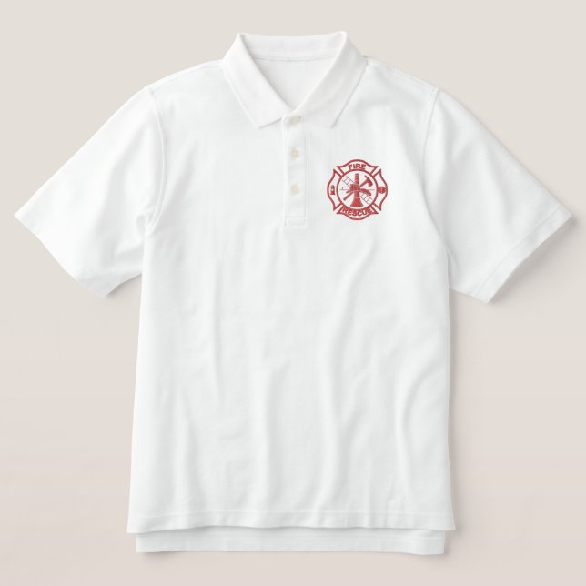 Fire Rescue Embroidered Polo Shirt (Design Front)