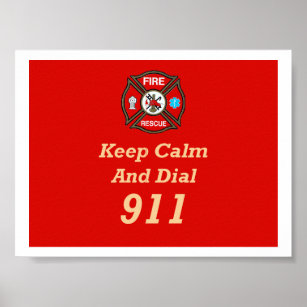 Fire Rescue Emergency Dial 911 Poster