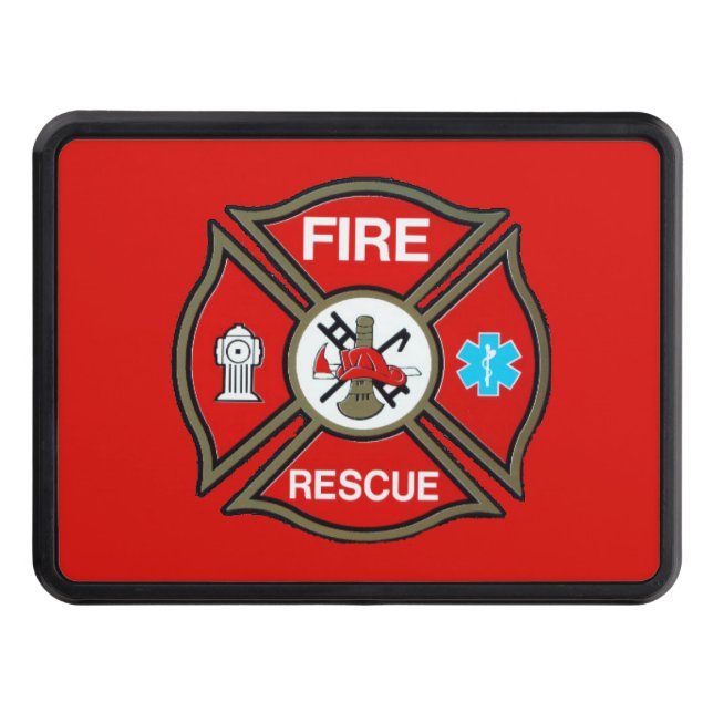 Fire Rescue EMT Maltese Cross Trailer Hitch Cover (Front)