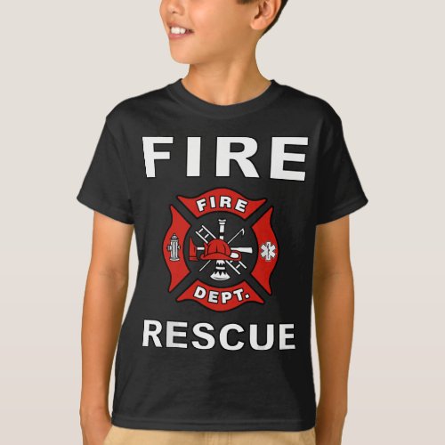 FIRE RESCUE FIRE FIGHTER FIREMAN  YOUTH ADULT BOYS T_Shirt