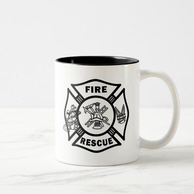Fire Rescue Firefighters Two-Tone Coffee Mug (Right)