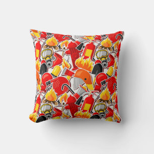 Fire Rescue Heroes - Vibrant Firefighter Themed  Throw Pillow