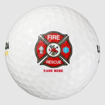 Fire Rescue Maltese Cross Custom Golf Balls by Dollarsworth at Zazzle