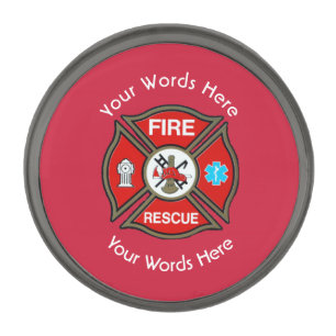 Fire Rescue Maltese Cross Gunmetal Finish Lapel Pin