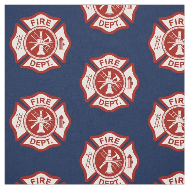 Fire Rescue Maltese Cross Symbol Navy Fabric (Swatch)