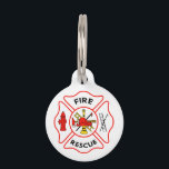 Fire Rescue Pet ID Tag<br><div class="desc">Fire Rescue maltese cross</div>
