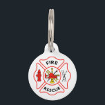 Fire Rescue Pet ID Tag<br><div class="desc">Fire Rescue maltese cross</div>