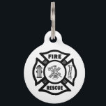 Fire Rescue Pet Name Tag<br><div class="desc">Firefighter Maltese gifts and apparel for firefighters features fire dept theme logo for firemen and female firefighters on t-shirts, apparel, gift mugs, mousepads and firefighter ties for men.</div>