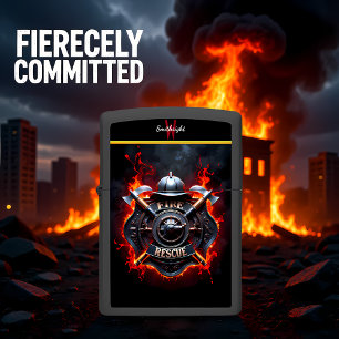Fire Rescue Shield Black Zippo Lighter