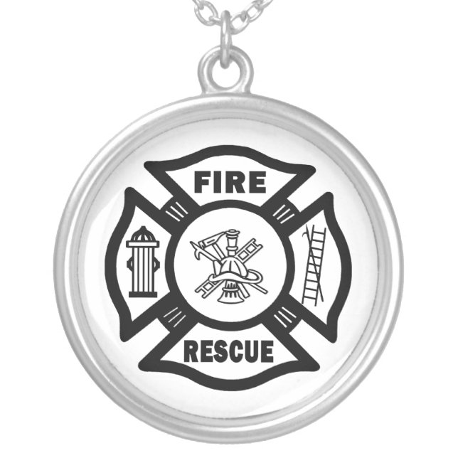 Fire Rescue Silver Plated Necklace (Front)