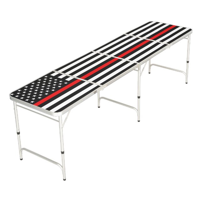 Fire Rescue Themed American Flag Beer Pong Table (Angled)