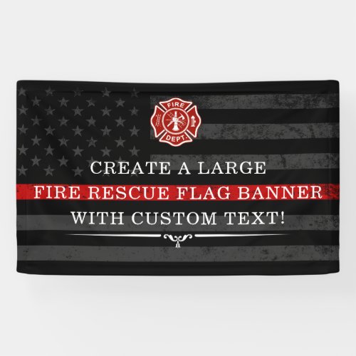 Fire Rescue Themed American Flag Dark Backdrop Banner
