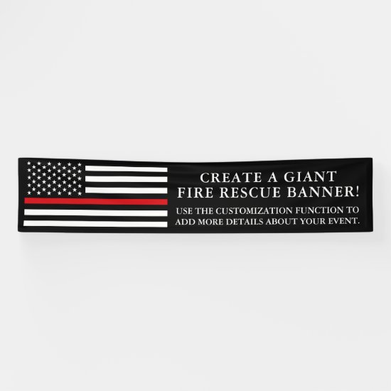 Fire Rescue Themed American Flag Long Banner