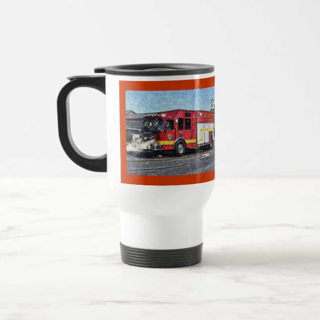 Fire Rescue Truck Emergency Vehicle Travel Mug (Left)