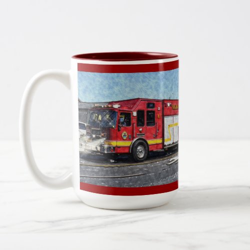 Fire Rescue Truck Emergency Vehicle Two_Tone Coffee Mug