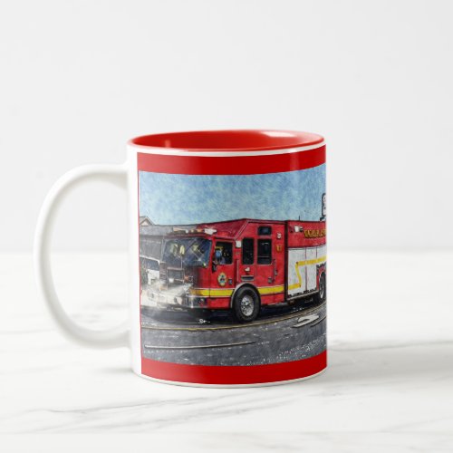 Fire Rescue Truck Emergency Vehicle Two_Tone Coffee Mug