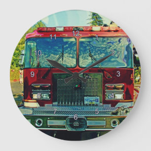 Fire & Rescue Truck Firefighters Wall Clock