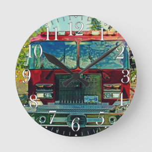 Fire & Rescue Truck Firefighters Wall Clock