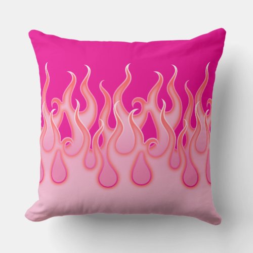 Fire Rockabilly Hot Rod Flames Girls Bedroom Throw Pillow