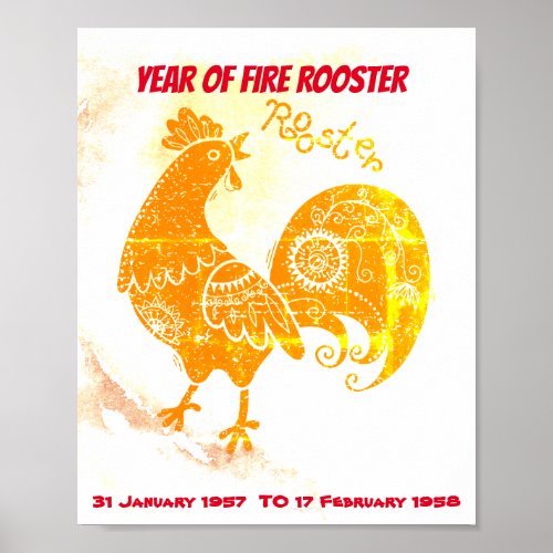 FIRE ROOSTER BIRTHDAY POSTER