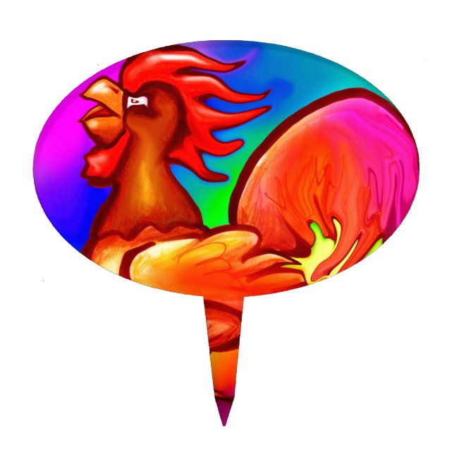 Fire Rooster Cake Topper (Front)
