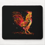 Fire Rooster. Flaming Animal Sparkle Cool Design Mouse Pad at Zazzle