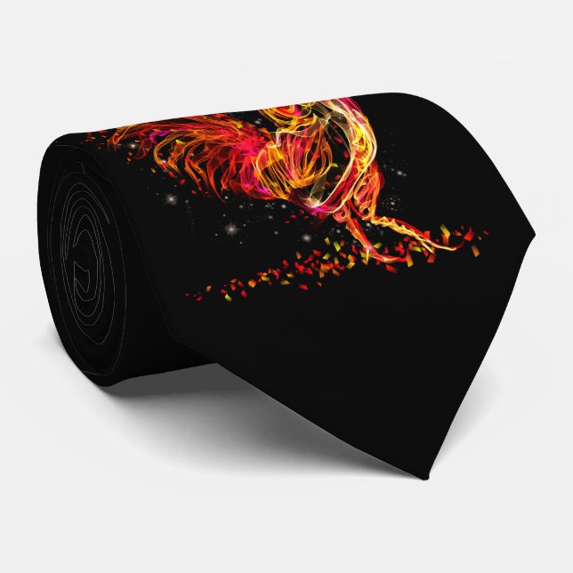 Fire rooster. Flaming animal sparkle cool design Neck Tie (Rolled)