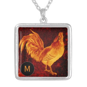 Fire Rooster Year2017 Monogram Necklace by The_Roosters_Wishes at Zazzle