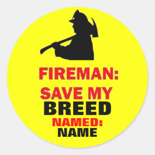 Fire Safety Custom Save My Pet Classic Round Sticker