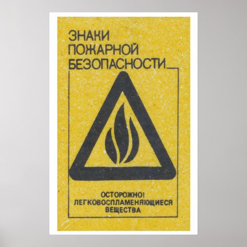 Fire Safety Warning Symbol Czechoslovakia Poster