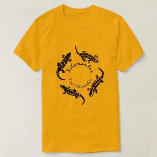 Fire Salamanders in a ring Black Logo T_Shirt