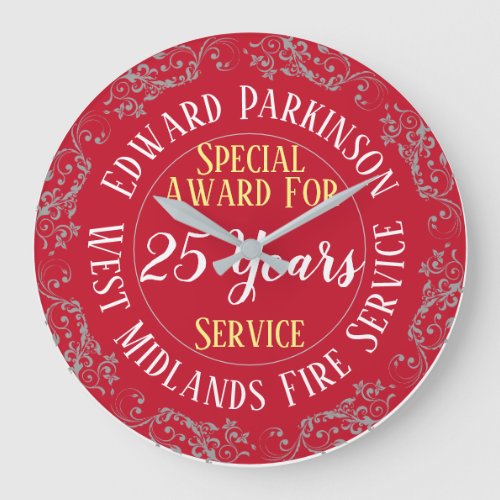 Fire Service Long Service Award with Years Served Large Clock