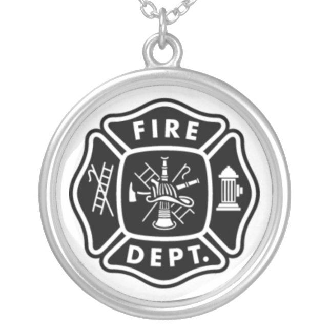 fire silver plated necklace (Front)