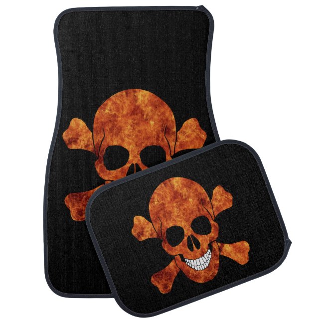 Fire Skull And Crossbones Car Floor Mat (Set)