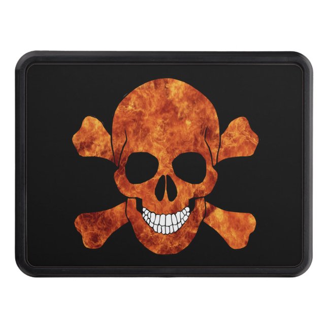 Fire Skull And Crossbones Hitch Cover (Front)