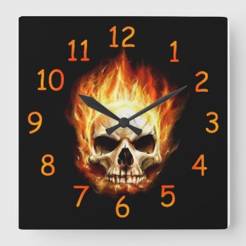 Fire Skull Clock by HeavyMetalHitman at Zazzle