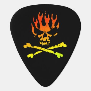Fire Skull Guitar Pick by HeavyMetalHitman at Zazzle