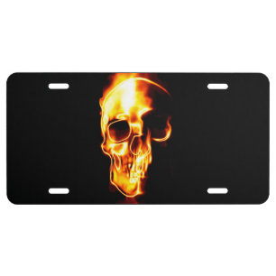 Fire skull license plate