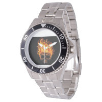 Fire skull rolex watch silver color Zazzle