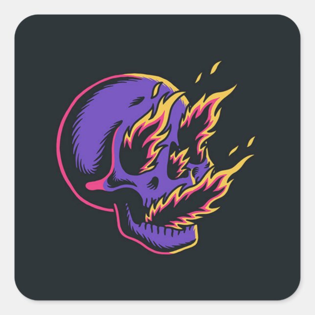 Fire-Skull, Square Sticker(s) Sticker (Front)
